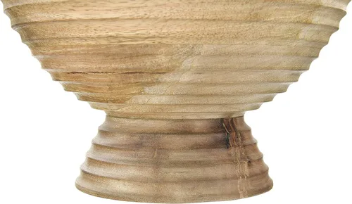 Vista 4 de Creative Co-Op - Cuenco con pie de madera de mango acanalado, marrón