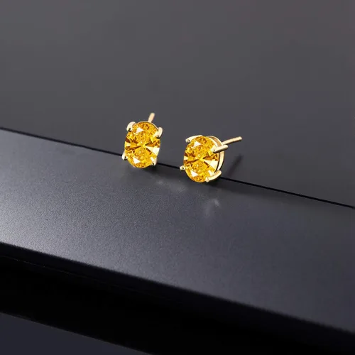 Vista 201 de Gem Stone King Aretes de oro de 14 quilates con piedra natal ovalada de 0.315 x 0.236 in Aretes de oro para mujer