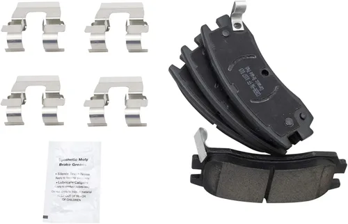 Vista 5 de TRQ Kit de pastillas de freno delanteras y traseras y rotores Kit de productos químicos de freno, pastillas de freno de cerámica compatible