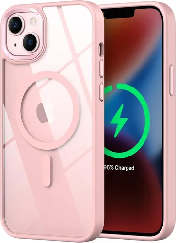 Vista 12 de Funda magnética para iPhone 13, compatible con MagSafe, protección de grado militar, parte trasera dura transparente y marco de TPU suave, funda