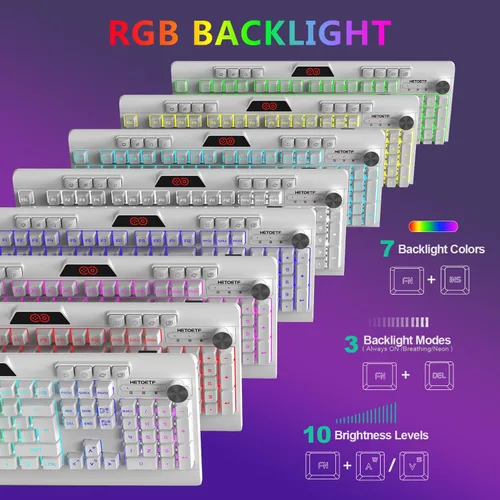 Vista 3 de H8 - Combo de teclado y mouse inalámbricos para juegos, batería recargable con retroiluminación LED de 3800 mAh, teclado anti-ghosting