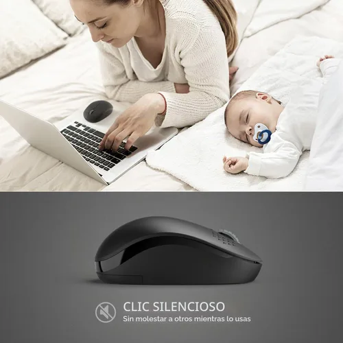 Vista 2 de Seenda - Ratón inalámbrico de 2.4G, con nanoreceptor USB, clic silencioso para computadora, portátil, PC, tableta, Mac - Negro Pequeño diseño