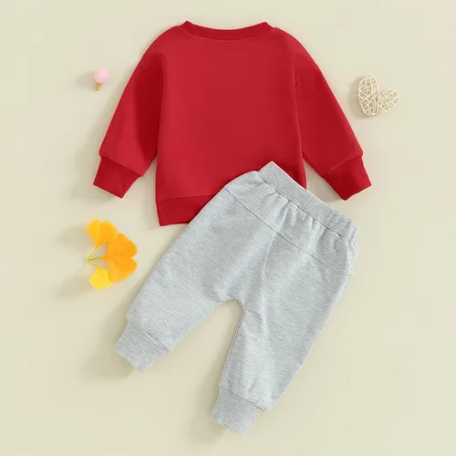 Vista 3 de Karuedoo Conjunto de sudadera con cuello redondo y pantalones deportivos para el día de San Valentín