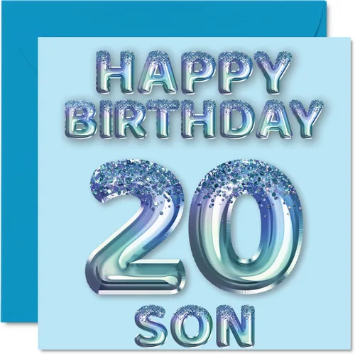 Vista 118 de Stuff4 Tarjeta de primer cumpleaños para niños, globo de fiesta con purpurina azul, tarjetas de feliz cumpleaños para niño de 1 año, nieto, hijo, 57
