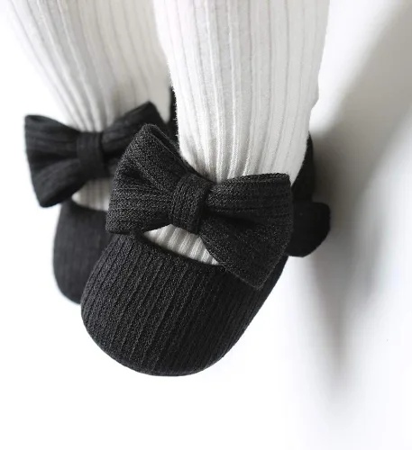 Vista 2 de Zapatos planos Mary Jane para bebés y niñas, con lazo, floral, princesa, vestido de boda, zapatos suaves para recién nacidos, cuna para primeros