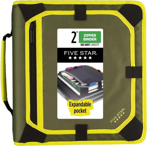 Vista 12 de Carpeta con cierre de cremallera Five Star, carpeta de 2 pulgadas y 3 anillas con anillas redondas, panel de expansión y archivo de expansión de 5