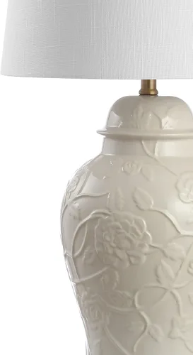 Vista 6 de JONATHAN Y Lámpara de mesa Chinoiserie de cerámica crema de 29.5 pulgadas, lámpara tradicional de tarro de jengibre para sala de estar, dormitorio