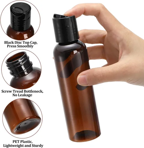 Vista 3 de Bekith Paquete de 30 botellas de viaje de 4 onzas para artículos de tocador, pequeñas botellas de plástico con tapa abatible, recipientes vacíos