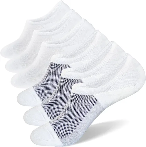 Vista 8 de SIXDAYSOX Calcetines invisibles para hombre, paquete de 6/8 unidades, de algodón, finos, corte bajo, antideslizantes para zapatos planos, tenis