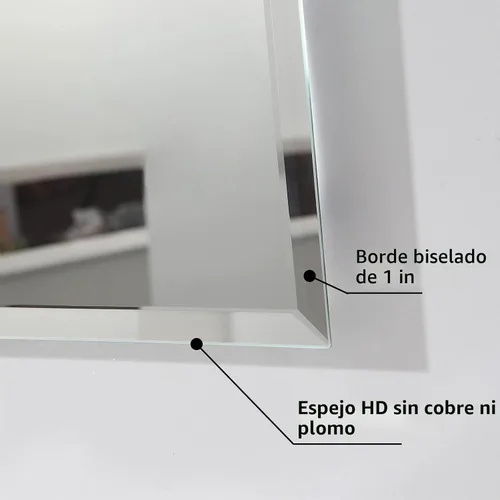 Vista 3 de Mirrorons Espejo biselado de 40 x 32 pulgadas, sin marco, espejo de pared