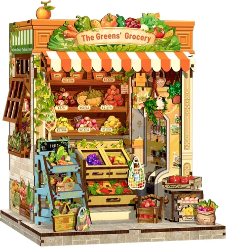 Vista 18 de CUTEBEE - Kit de rincón de libros - Kit de casa de muñecas en miniatura DIY para adultos, decoración de estantería de casa pequeña Booknook