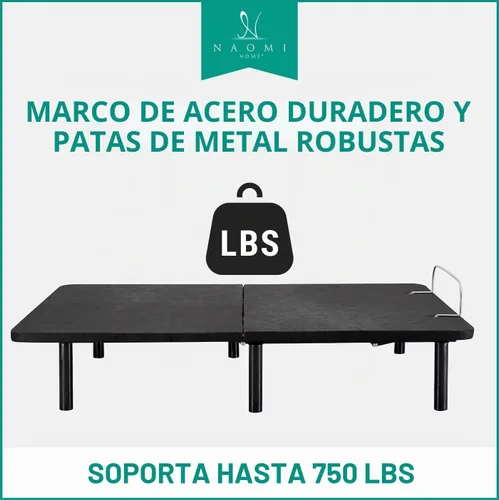 Vista 9 de Naomi Home Base de cama ajustable individual XL, metal, negro, 7 posiciones