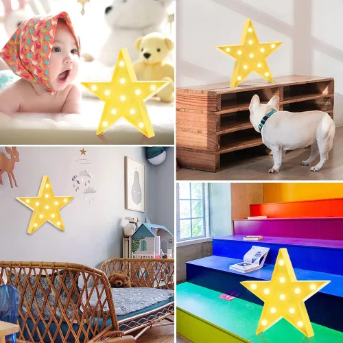 Vista 4 de Luz nocturna LED de marquesina, con forma de estrella, funciona con pilas, lámpara de mesa para niños, bebé, niño, regalo de niña, cuarto de bebé