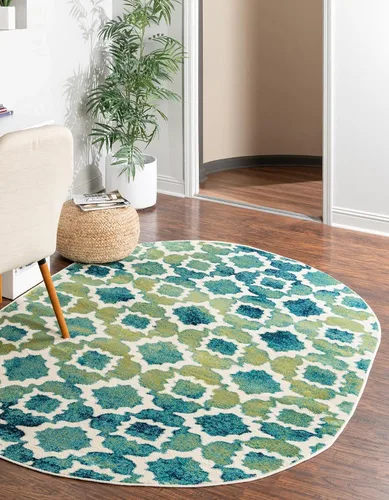 Vista 11 de Unique Loom Azalea Collection - Alfombra de área Dodd (redonda, 3 pies x 3 pies, color blanco/verde)