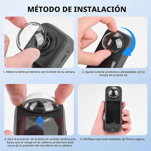 Vista 2 de Protector de lente X4 Premium para Insta360 X4, protector de lente de vidrio templado de alta transparencia para cámara Insta 360 X4, accesorios
