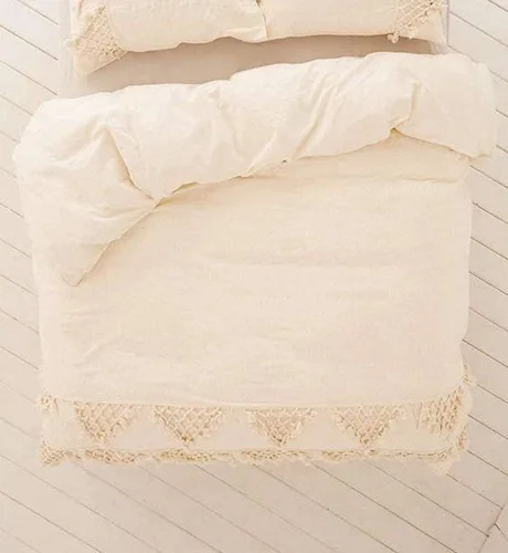 Vista 13 de Edredón hippie puro con borlas para dormitorio, manta bohemia con flecos indios, funda de edredón de algodón para mujer con fundas de almohada