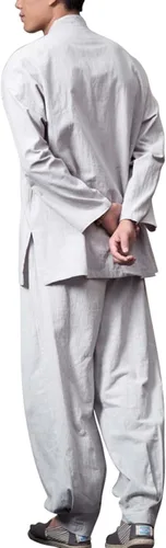 Vista 3 de ZanYing Budista Meditación Monje Camisa Casual Cuello en V Camisa de Algodón