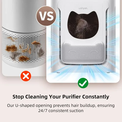 Vista 4 de uahpet Purificador de aire para mascotas para el hogar, reduce el pelo de las mascotas, la caspa, los olores, el polvo y el humo para habitaciones