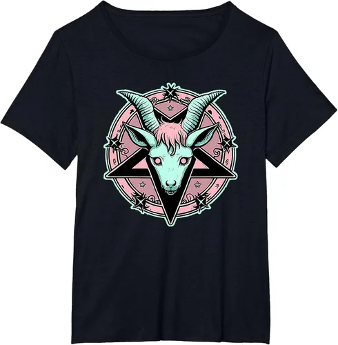 Vista 66 de Camiseta Kawaii Paste Creepy Goat Pentacle, Negro