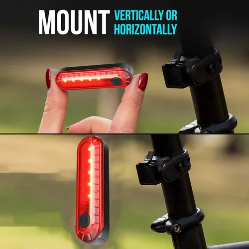 Vista 4 de Luz trasera de bicicleta, luces traseras de bicicleta USB-C recargable LED linterna de seguridad para ciclismo con 4 modos de luz para carretera