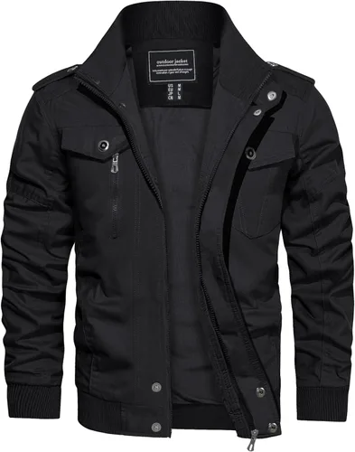 Vista 14 de Crysully - Chaqueta cortavientos para hombre, estilo informal y cuello militar, para primavera-otoño