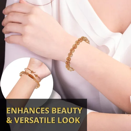 Vista 277 de Adjustable Crystal Bracelet – Gemstone Bead Bracelet with Adjustable Macrame String – Chic Gemstone Bracelet for Men and Women – 8mm Round Healing