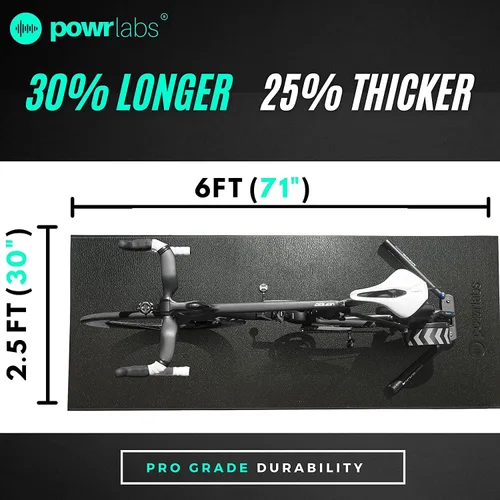 Vista 4 de Powr Labs Alfombrilla de bicicleta compatible con Peloton, cinta de correr, equipo de ejercicio, elíptica, almohadilla para caminar, entrenadores