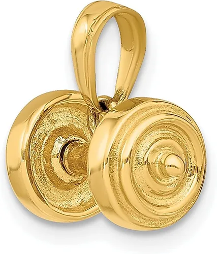 Vista 5 de Collar de barra individual de oro amarillo de 14 quilates, colgante de levantamiento de pesas deportivo, joyería fina para mujer, regalos para ella