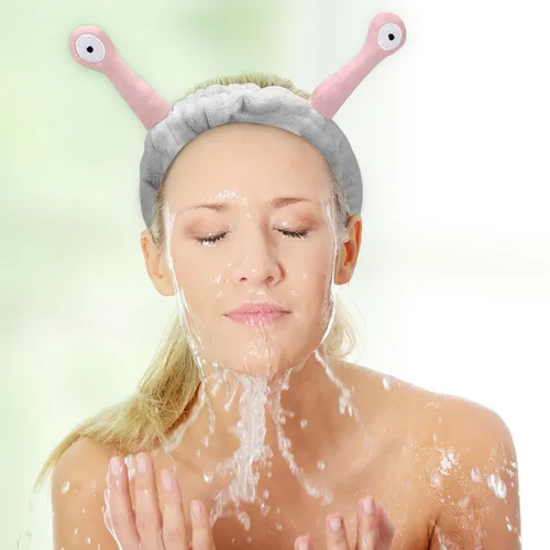 Vista 45 de Bonita diadema de caracol rosa, cara lavada para mujer, maquillaje, ducha, spa