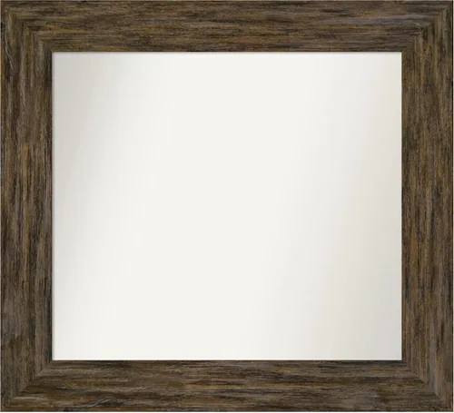 Vista 56 de Amanti Art Espejo personalizado, espejo de baño marrón Fencepost, espejo de pared o espejo de tocador de baño sobre el fregadero (27 x 27 pulgadas)