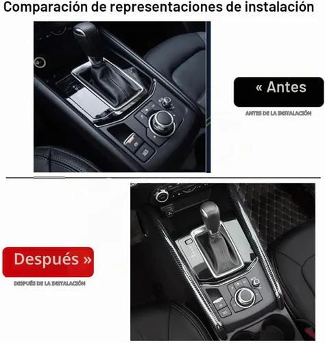 Vista 4 de Accesorios de coche compatibles con Mazda CX-5 CX5 2017-2022 2023 2024 2025 Cubierta de moldura de tira lateral del panel de control de engranajes