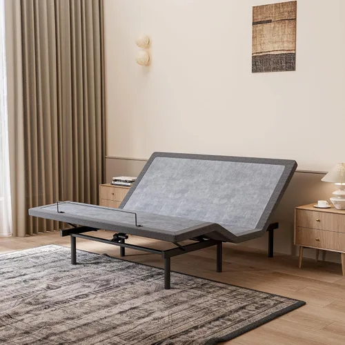 Vista 23 de ESHINE Base de cama ajustable + colchón híbrido de 14 pulgadas Twin XL (Suave Medio) - Espuma viscoelástica de gel de lujo, bases de cama con Gris