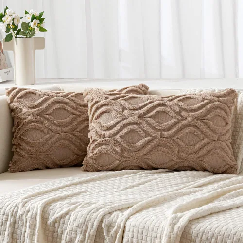 Vista 36 de MIULEE - Juego de 2 fundas de almohada de lana sintética suave y afelpada, fundas decorativas de estilo bohemio para sofá, sala de estar, cama, 16 x