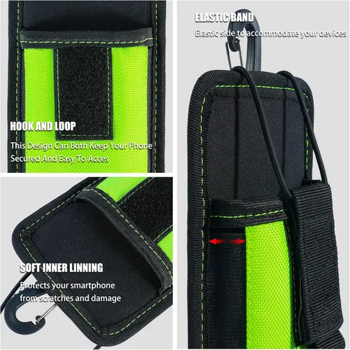 Vista 4 de MELOTOUGH Funda grande para teléfono celular con clip para cinturón para iPhone 16/15/14/13/12 Pro Max, Galaxy S25/S24/S23/S22 Plus y FE, lima Funda