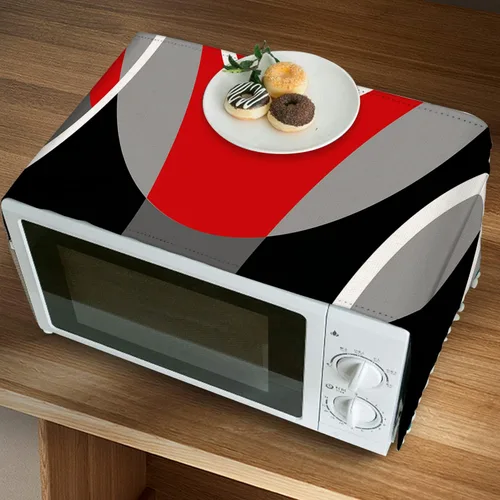 Vista 2 de Funda para horno de microondas, a prueba de polvo, aceite, protector de máquina de lino, cubierta decorativa para electrodomésticos de cocina