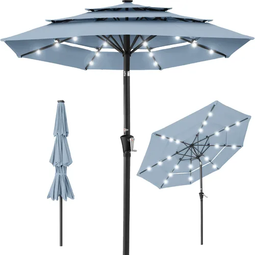 Vista 8 de Best Choice Products - Sombrilla solar de 10 pies de 3 niveles para patio, sombrilla de sol para exteriores, mercado, patio trasero, terraza, junto