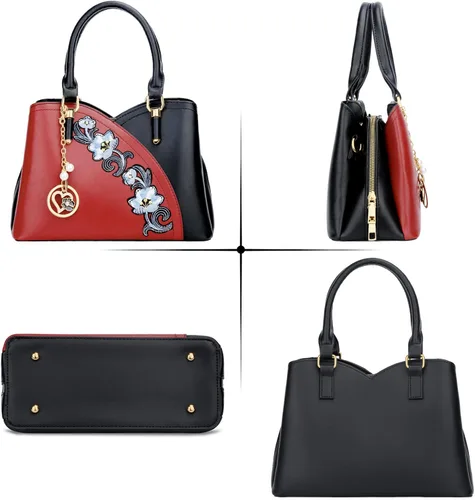 Vista 3 de KKXIU Monederos y bolsos de mano con triple compartimento para mujer, bolso de mano con asa superior