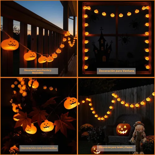 Vista 7 de Runleo Guirnalda de luces de calabaza para decoración de Halloween