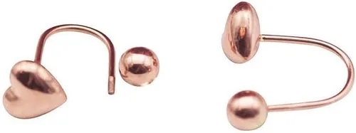 Vista 6 de SAGEKING 2024 New 585 Purple Gold Glossy Peach Heart Round Beads U-Shaped Earrings For Women 14K Rose Gold Light Luxury Double Wear Simple Jewelry