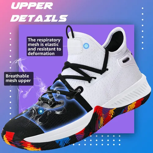 Vista 6 de WETIKE - zapatillas de básquetbol antideslizantes para niños y niñas, zapatillas para correr al aire libre (niños pequeñosniños grandes)