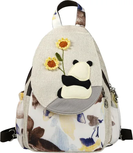 Vista 65 de HUANGGUOSHU Mochila de algodón tejida de algodón bohemio con bordado de lona estilo bohemio con múltiples bolsillos retro linda mochila cartera