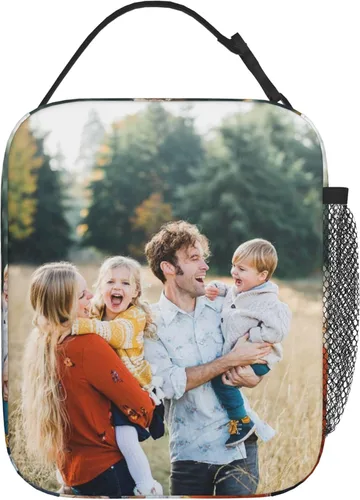Vista 3 de Fiambrera personalizada, bolsa de almuerzo personalizada, añade tu foto, texto, logotipo, bolsa de almuerzo a prueba de polvo para oficina, picnic