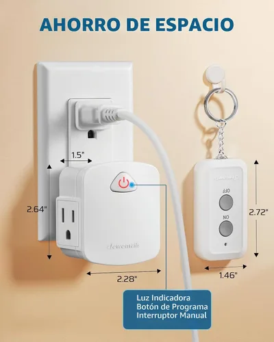 Vista 6 de Dewenwils - Outlet para control remoto, inalámbrico, controlador y receptor único, código de aprendizaje, amplio uso para electrodomésticos.