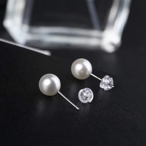Vista 5 de Aretes de perlas de agua dulce, hipoalergénicos, de 4 a 0.472 in, para mujeres, regalos de damas de honor