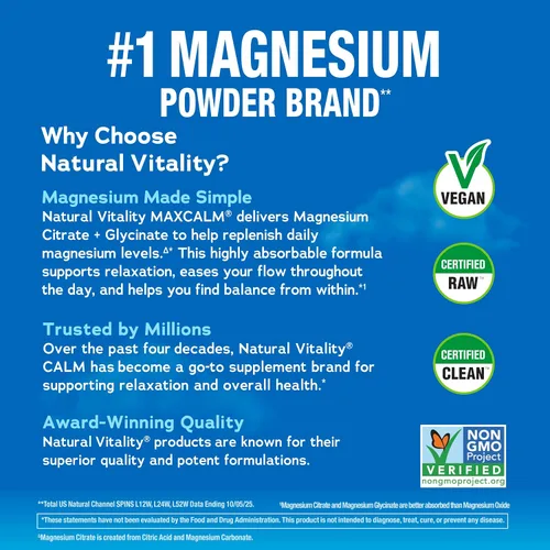 Vista 4 de Natural Vitality Original Calm - Mezcla de bebida de magnesio, 8 onzas