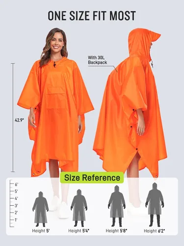 Vista 3 de Impermeable con capucha estilo poncho, para hombres y mujeres