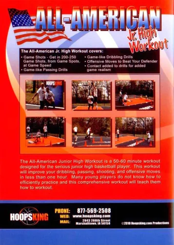 Vista 2 de All-American Jr. Video de entrenamiento de baloncesto alto, entrenamiento completo e intenso