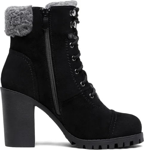 Vista 4 de DREAM PAIRS Botas con cordones para mujer, tacón alto grueso, botines