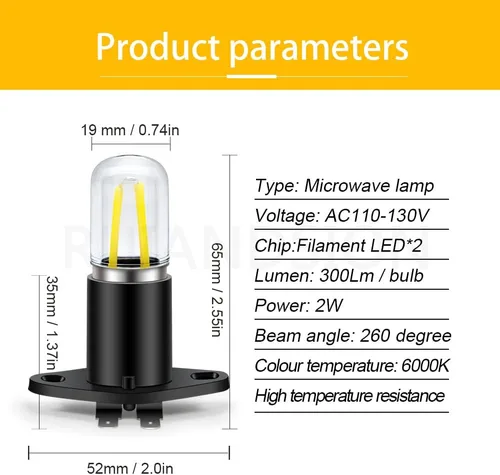 Vista 4 de Ruiandsion Z187 T170 110V LED Bombilla de horno microondas blanco - W02