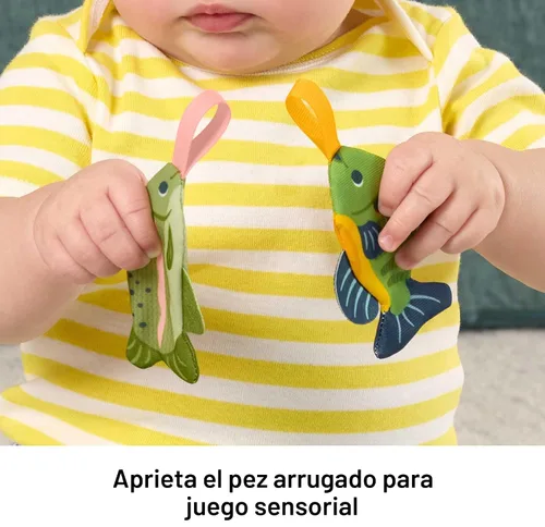 Vista 4 de Fisher-Price Baby Toys Mini Me Moments - Juego de pesca con carrete de 4 piezas, actividades sensoriales para el desarrollo del recién nacido a